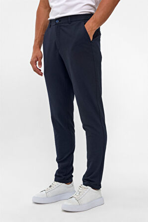 Lacivert Slim Düz Jogger Pantolon