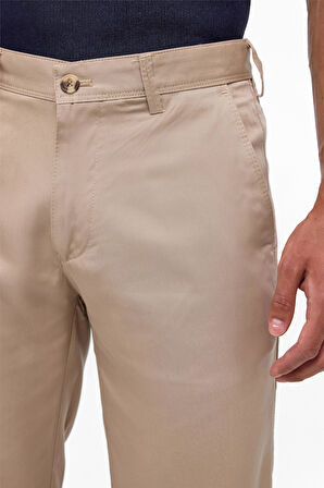 Bej Regular Düz Bermuda Şort