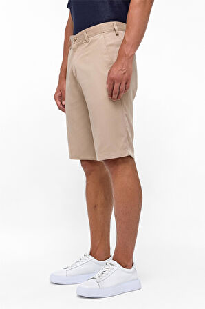 Bej Regular Düz Bermuda Şort
