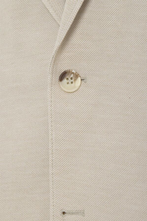 Bej Regular Desenli Mono Yaka 6 Drop Ceket