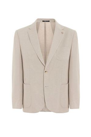 Bej Regular Desenli Mono Yaka 6 Drop Ceket