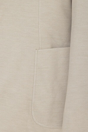 Bej Regular Desenli Mono Yaka 6 Drop Ceket