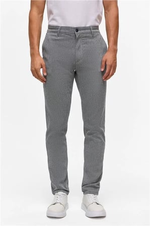Lacivert Slim Armürlü Kanvas Pantolon