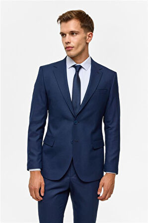 Lacivert Slim Desenli 6 Drop Takım Elbise