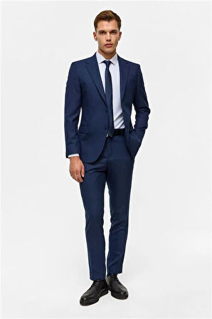 Lacivert Slim Desenli 6 Drop Takım Elbise