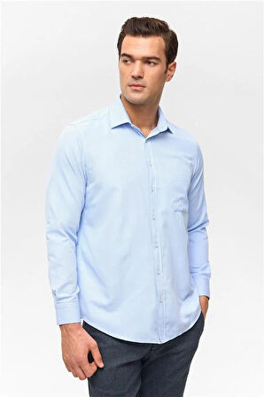 Mavi Regular Desenli Klasik Yaka Gömlek