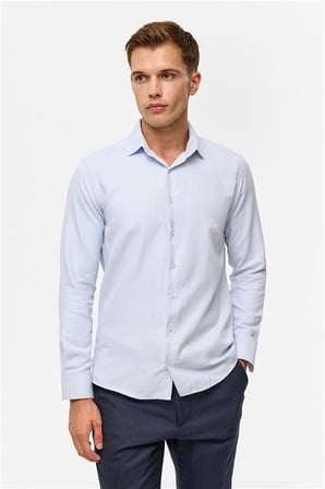 Gri Slim Klasik Yaka Cepsiz Casual Gömlek