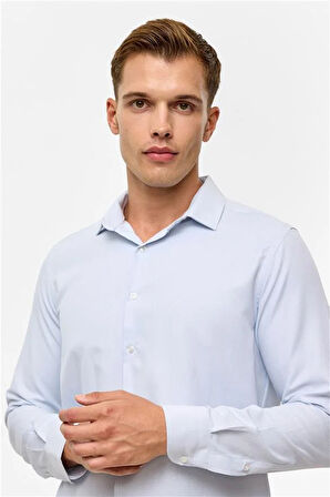 Gri Slim Baskılı Klasik Yaka Gömlek