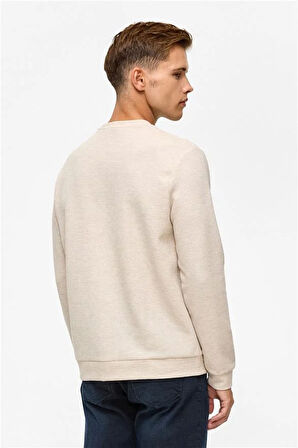 Bej Regular Düz Bisiklet Yaka Sweatshirt