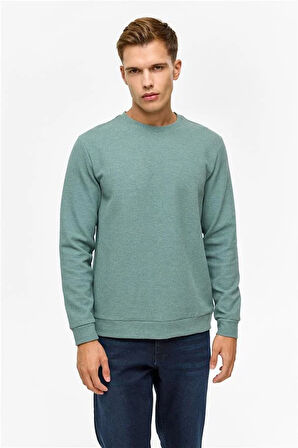 Bej Regular Düz Bisiklet Yaka Sweatshirt