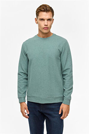 Bej Regular Düz Bisiklet Yaka Sweatshirt