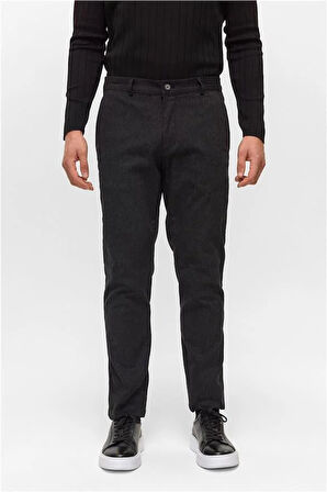 Siyah Regular Armürlü Pantolon