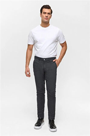 Siyah Slim Armürlü Pantolon