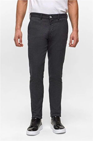 Siyah Slim Armürlü Pantolon