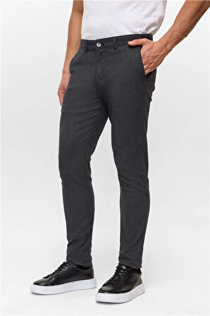 Siyah Slim Armürlü Pantolon