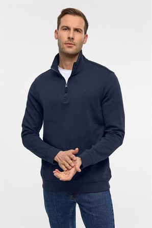 Lacivert Regular Düz Yarım Balıkçı Yaka Sweatshirt