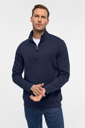 Lacivert Regular Düz Yarım Balıkçı Yaka Sweatshirt