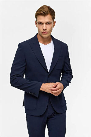 Lacivert Slim Desenli Sivri Yaka 6 Drop Jogger Pantolon