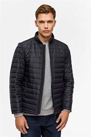 Siyah Slim Kapitone Mont