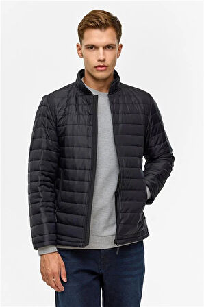 Siyah Slim Kapitone Mont