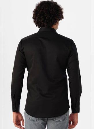 Süvari Siyah Erkek Slim Fit Armürlü Gömlek GM2024700611