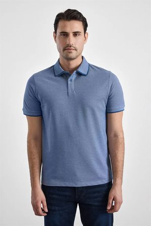 Saks Mavi Regular Düz Baskısız Pike Fermuarlı Polo Yaka Nefes Alabilen Tişört