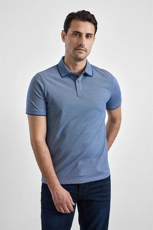 Saks Mavi Regular Düz Baskısız Pike Fermuarlı Polo Yaka Nefes Alabilen Tişört