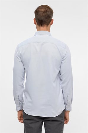 Lacivert Slim Klasik Yaka Cepsiz Casual Gömlek
