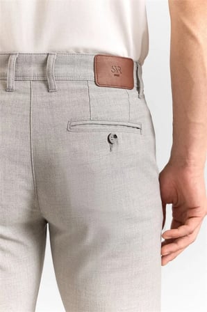 Gri Slim Düz Armürlü Normal Bel Klasik Pantolon