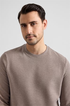Koyu Kahve Regular Düz Bisiklet Yaka Sweatshirt