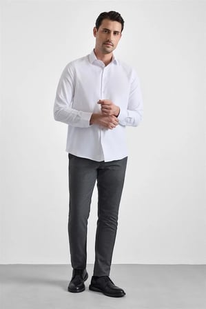 Beyaz Regular Klasik Yaka Casual Gömlek
