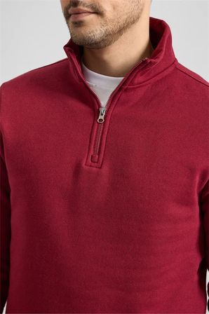 Koyu Bordo Regular Düz Yarım Balıkçı Yaka Sweatshirt