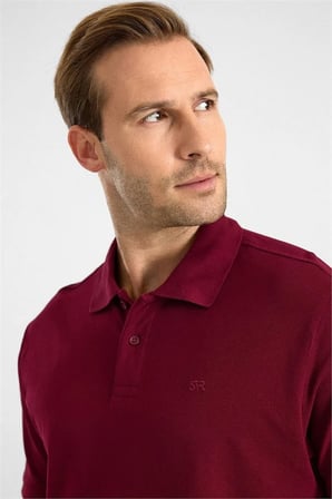 Koyu Bordo Regular Düz Nakışlı Pike Düğmeli Polo Yaka Tişört