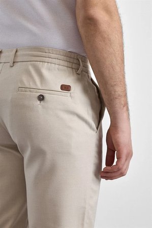 Bej Slim Düz Jogger Pantolon
