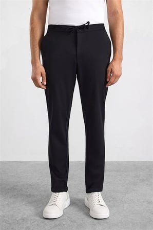 Siyah Slim Düz Jogger Pantolon