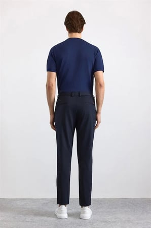 Lacivert Slim Düz Jogger Pantolon