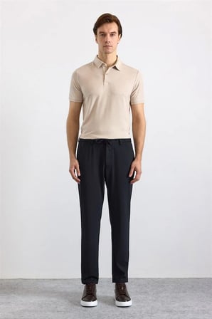 Siyah Slim Düz Jogger Pantolon