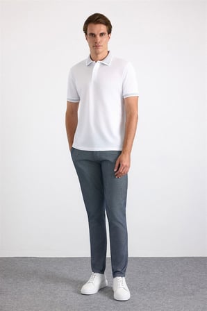 Beyaz Regular Düz Baskısız Pike Polo Yaka Tişört