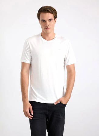 Süvari Beyaz Erkek Bisiklet Yaka Regular Fit T-Shirt STS1014000006