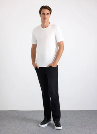 Süvari Beyaz Erkek Bisiklet Yaka Regular Fit T-Shirt STS1014000006