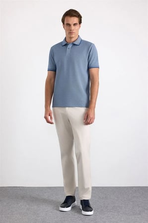 Lacivert Regular Düz Baskısız Pike Polo Yaka Tişört