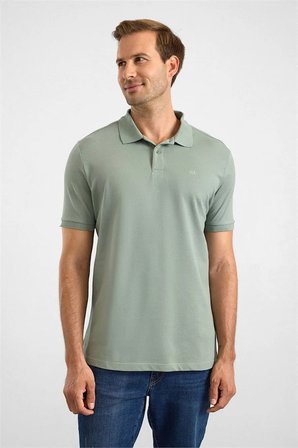 Su Yeşili Slim Düz Baskısız Pike Düğmeli Polo Yaka Tişört