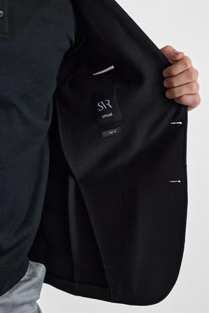Siyah Slim Sivri Yaka Torba Cep 6 Drop Klasik Ceket