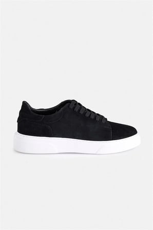 Siyah Süet Bağcıklı Sneakers