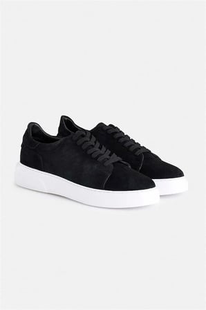 Siyah Süet Bağcıklı Sneakers