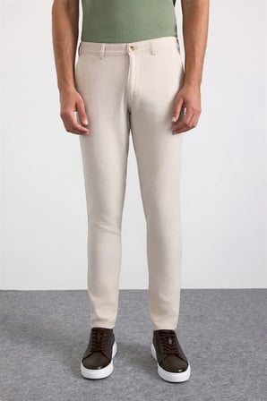 Bej Slim Casual Pantolon