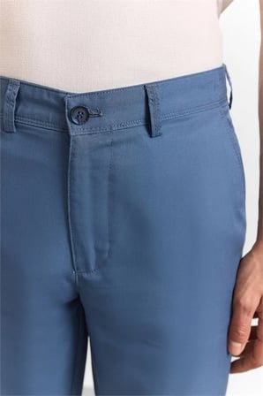 Saks Mavi Slim Düz Düz Normal Bel Casual Pantolon