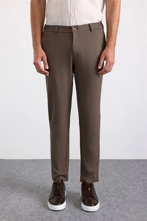 Koyu Kahve Slim Düz Jogger Pantolon