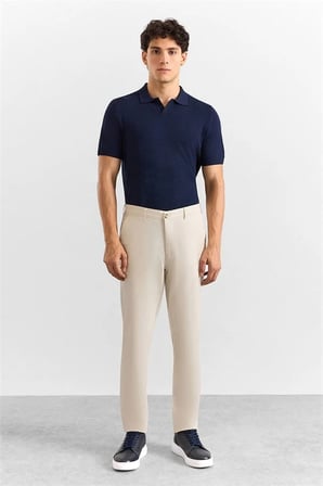Taş Regular Düz Armürlü Normal Bel Casual Pantolon