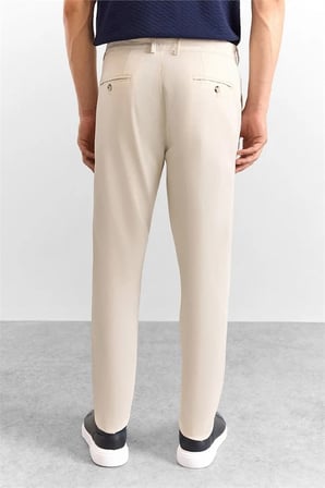 Taş Regular Düz Armürlü Normal Bel Casual Pantolon